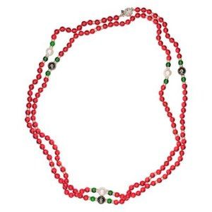 KENNETH JAY LANE-64″ INCH RUBY BEAD NECKLACE